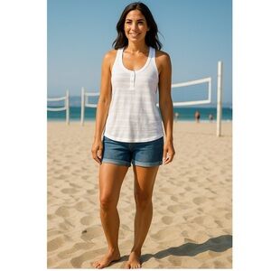 FOSSIL Y2K White Burnout Racerback Tank XS